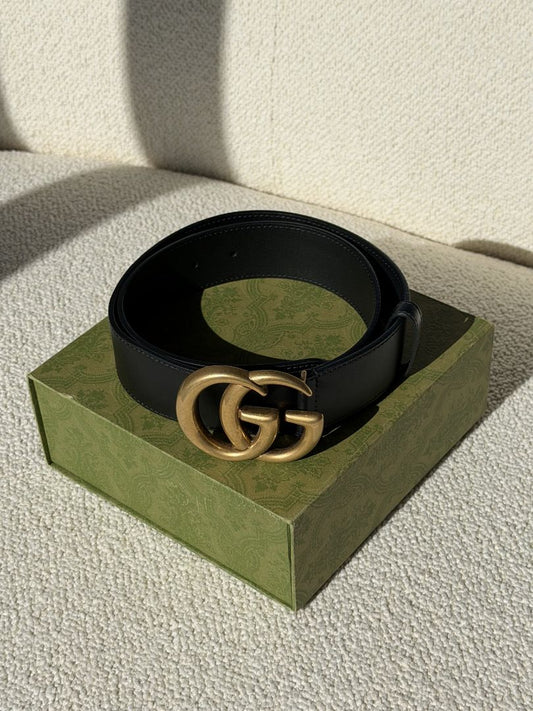 Black GG Marmont Belt With GHW