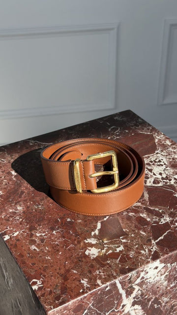 Brown Leather Belt With GHW