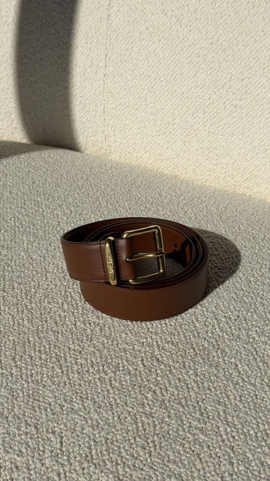 Brown Leather Belt With GHW