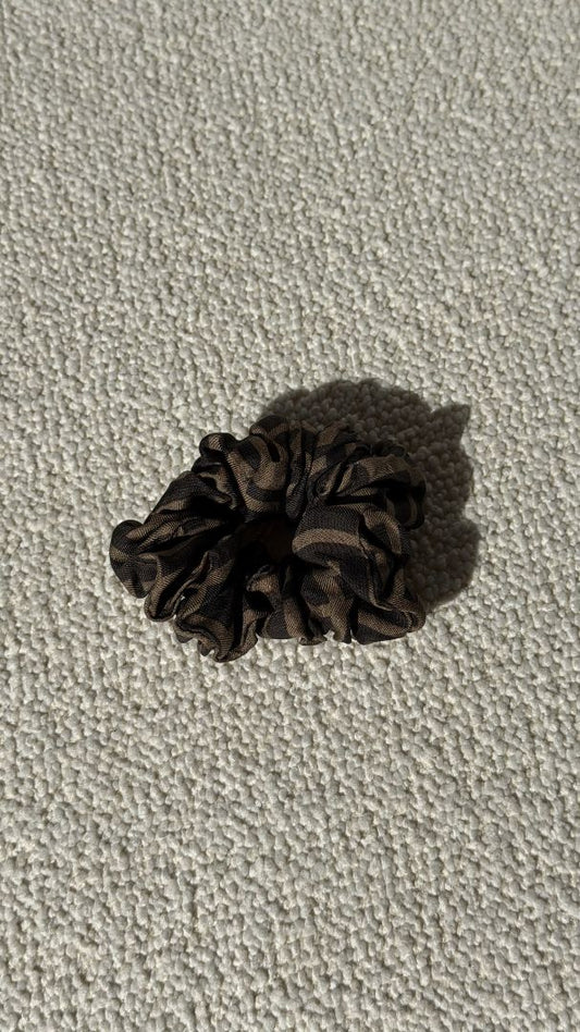 Brown & Black Logo Silk Scrunchie
