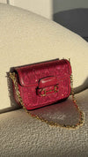 Pink Mini Rhinestone Horsebit 1955 Shoulder Bag With GHW