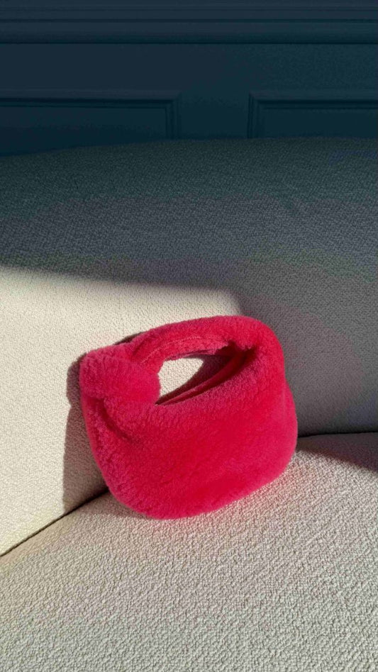 Pink Mini Shearling Jodi Bag With GHW