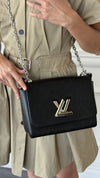 Black MM Epi Leather Twist Shoulder Bag With SHW