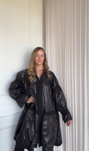 Black Snowflake CC Longline Parka