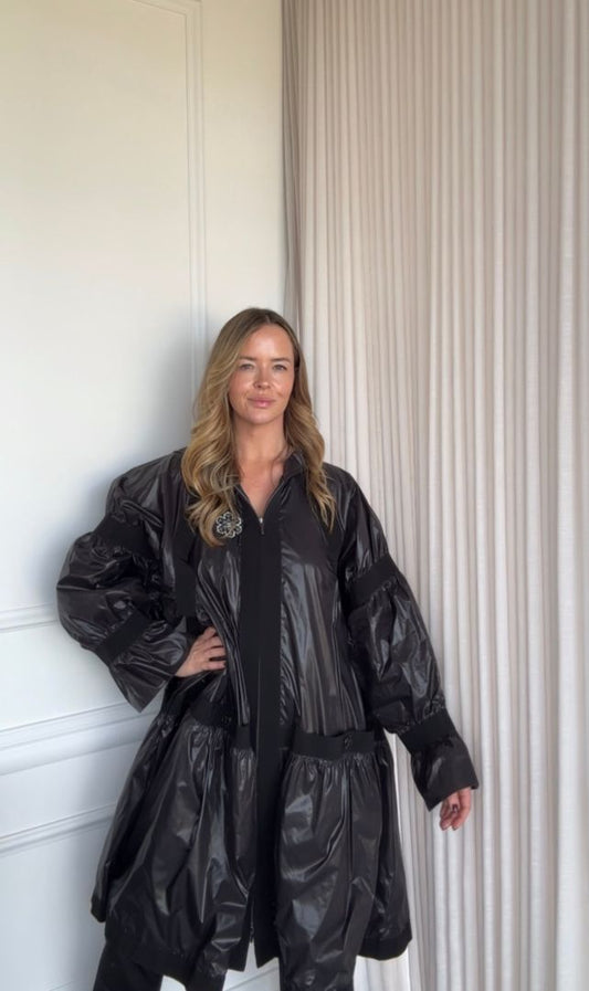 Black Snowflake CC Longline Parka