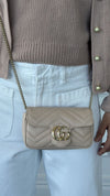 Pink Beige Mini GG Marmont Shoulder Bag With GHW