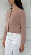 Dusky Pink Knit Cardigan With Pearl Embellishments 38