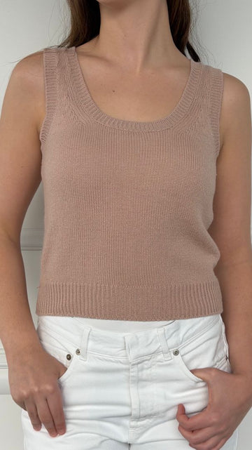 Dusty Pink Cashmere Knit Singlet