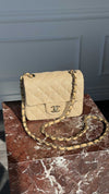 Raffia Mini Classic Square Flap Bag With GHW