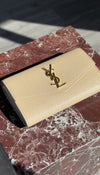 Dark Beige Uptown Leather Chain Wallet With GHW