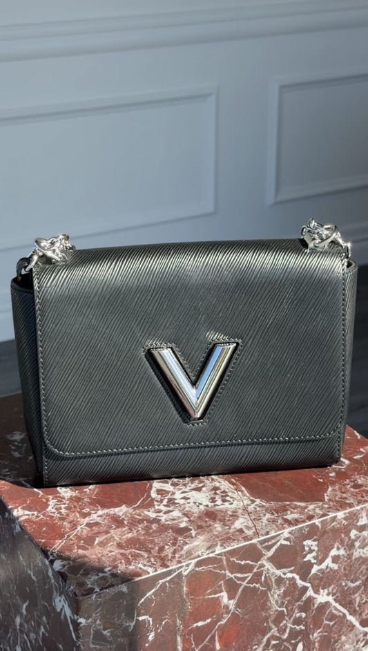 Black MM Epi Leather Twist Shoulder Bag With SHW