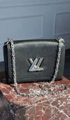 Black MM Epi Leather Twist Shoulder Bag With SHW