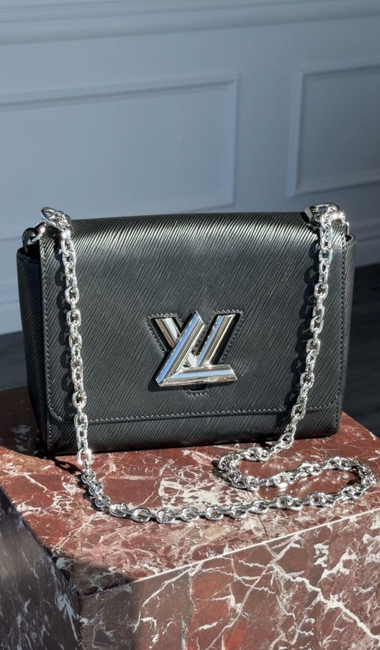 Black MM Epi Leather Twist Shoulder Bag With SHW
