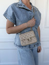 Raffia Mini Classic Square Flap Bag With GHW