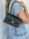 Small Black Caviar Classic Flap Handbag With GHW
