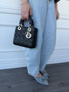 Black Small Lady Dior Bag With Cannage Grained Leather
