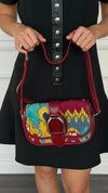 Blue Multi Embellished Denim Welington Shoulder Bag With SHW