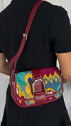 Blue Multi Embellished Denim Welington Shoulder Bag With SHW