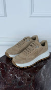 Mens Ecru Prax 01 Suede Sneakers