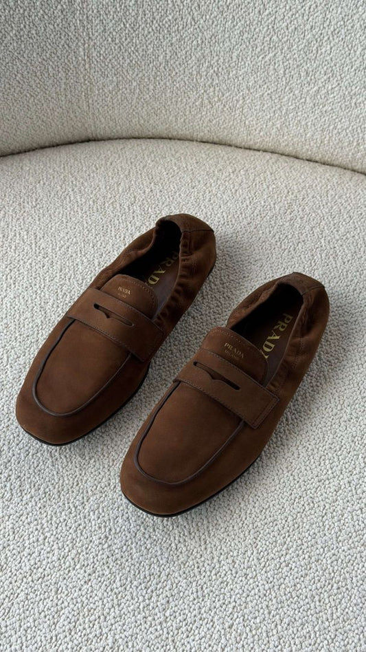 Cocoa Brown Shuffle Nubuck Leather Loafers