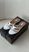 White Infradito Fishnet Flat Mules