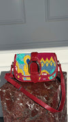 Blue Multi Embellished Denim Welington Shoulder Bag With SHW