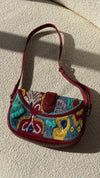 Blue Multi Embellished Denim Welington Shoulder Bag With SHW