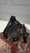 Black Medium Crinkled Calfskin Macrocannage D-Journey Bag With GHW