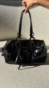 Black Crinkled Leather Bowling Bag With GHW