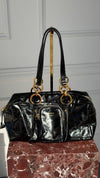 Black Crinkled Leather Bowling Bag With GHW