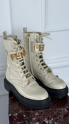 Beige Fendigraphy Biker Boots