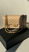 Beige Medium Classic Double Flap Bag With GHW