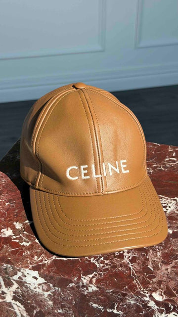 Brown Lambskin Leather Baseball Hat