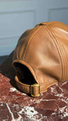 Brown Lambskin Leather Baseball Hat