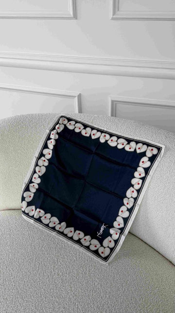 Navy & Cream Heart Scarf