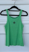 Mint Green Embroidered Cotton Tank Top