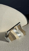 Neutral & Silver Small Fendi First Suede Clutch Bag With SHW