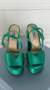 Emerald Green Satin Platform Pumps
