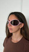 Pastel Pink Oversized Round Frame Sunglasses