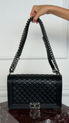 Noir New Medium Lambskin Boy Bag With RHW