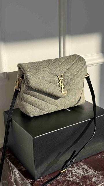 Light Azur Toy Loulou Matelassé Chevron Denim Bag With GHW