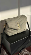 Light Azur Toy Loulou Matelassé Chevron Denim Bag With GHW