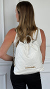 White Large 22 Quilted Backpack With GHW