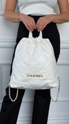 White Large 22 Quilted Backpack With GHW