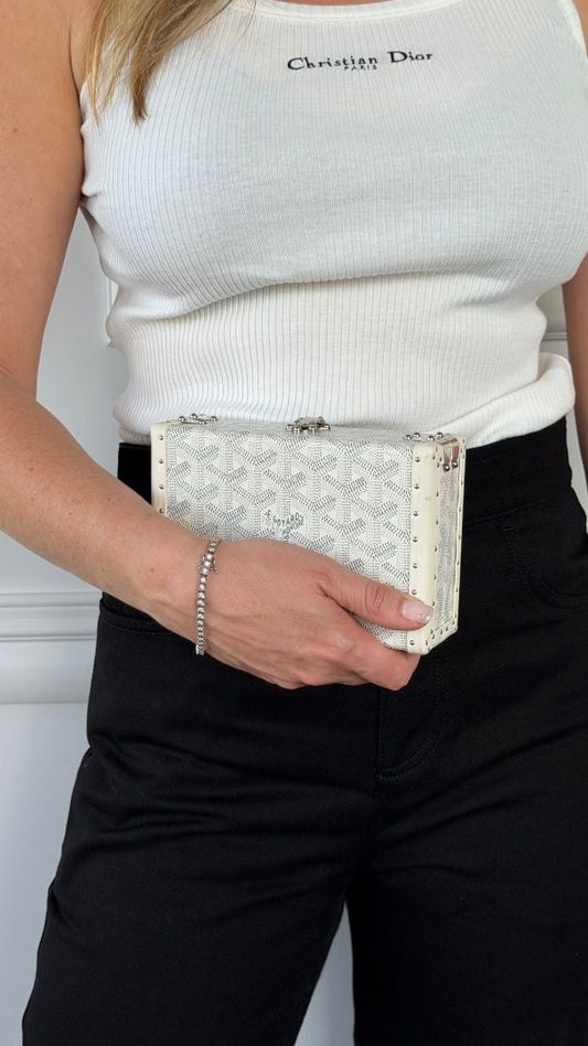 White Minaudière Trunk Crossbody Bag