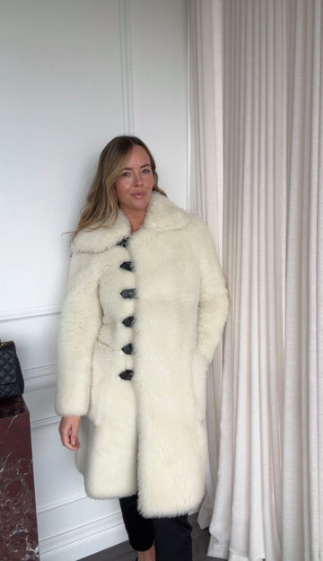 White Shearling Coat 36