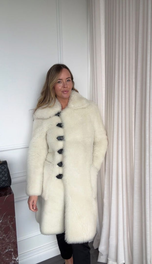 White Shearling Coat 36