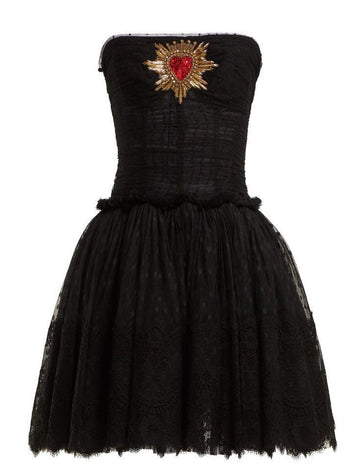 Black Lace Overlay Mini Dress