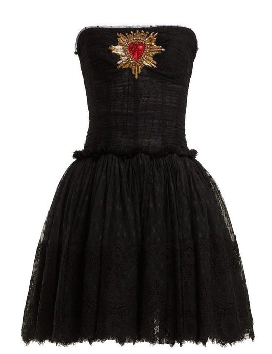 Black Lace Overlay Mini Dress