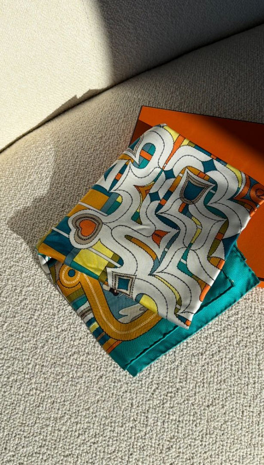 Teal Esprit Ainou Silk Twill Scarf